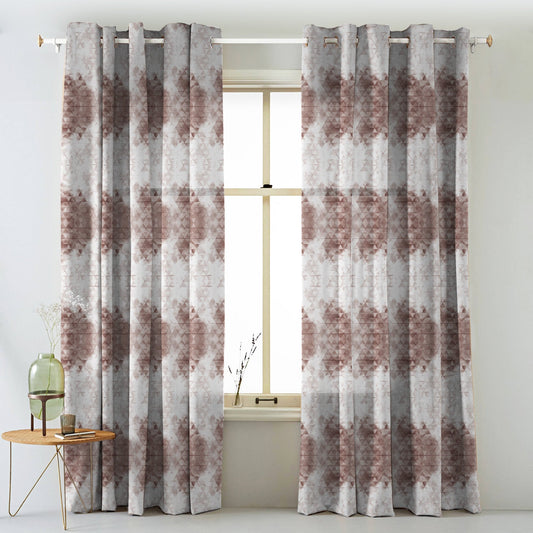 Elegent Geometric Print Matt Finish Room Darkening Curtain Set of 2 MTDS331B