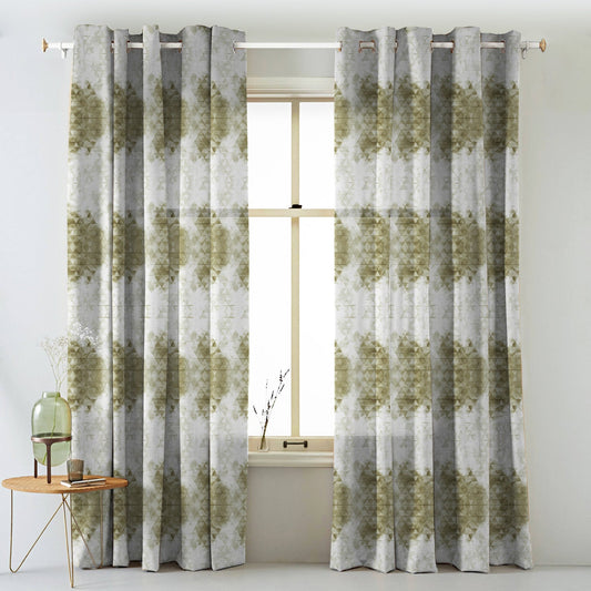 Elegent Geometric Print Matt Finish Room Darkening Curtain Set of 2 MTDS331C