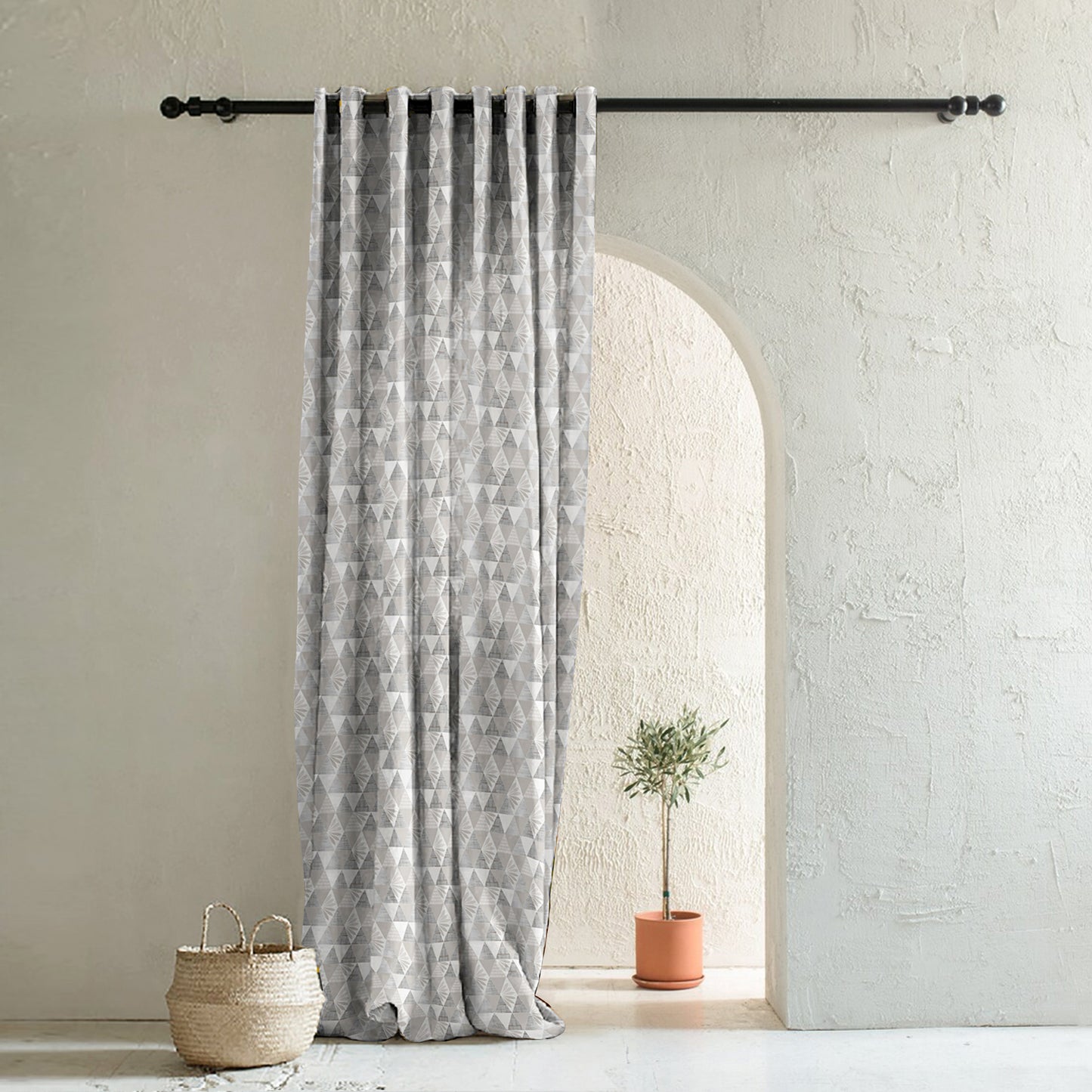 Elegant Geometric  Print Room Darkening Curtain - Set Of 1pc - DS339A