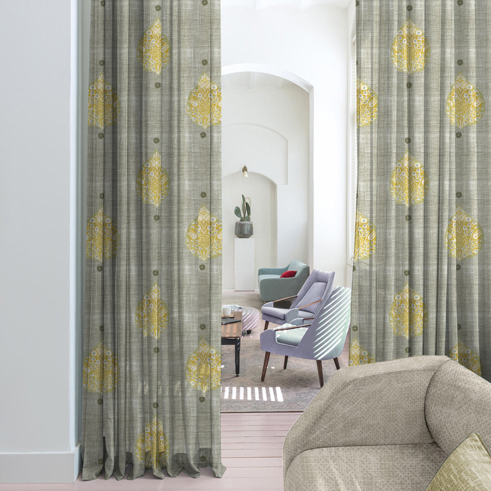 Elegant Ethenic  Print Room Darkening Curtain Set of 2 - DS347A