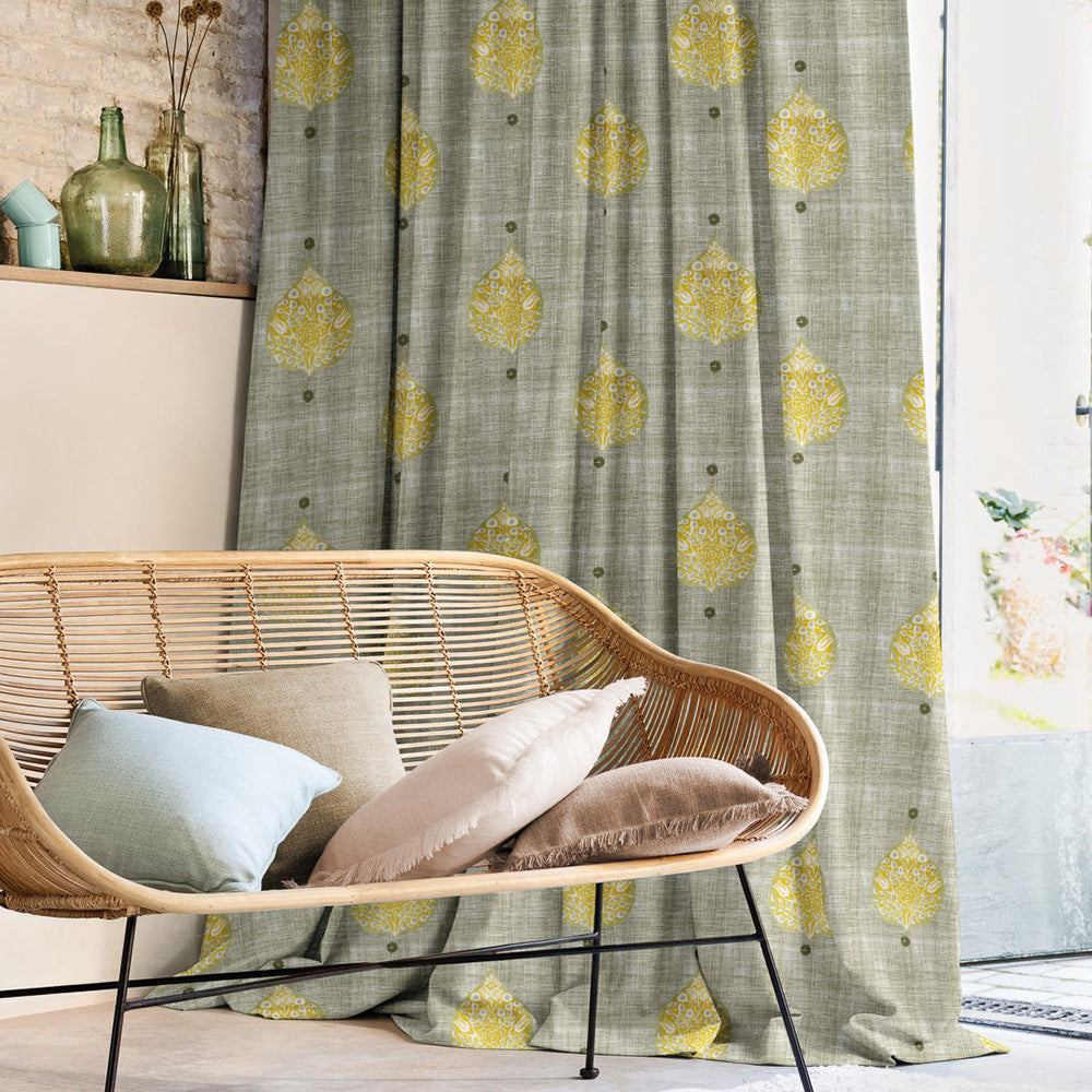 Elegant Ethenic  Print Room Darkening Curtain Set of 2 - DS347A