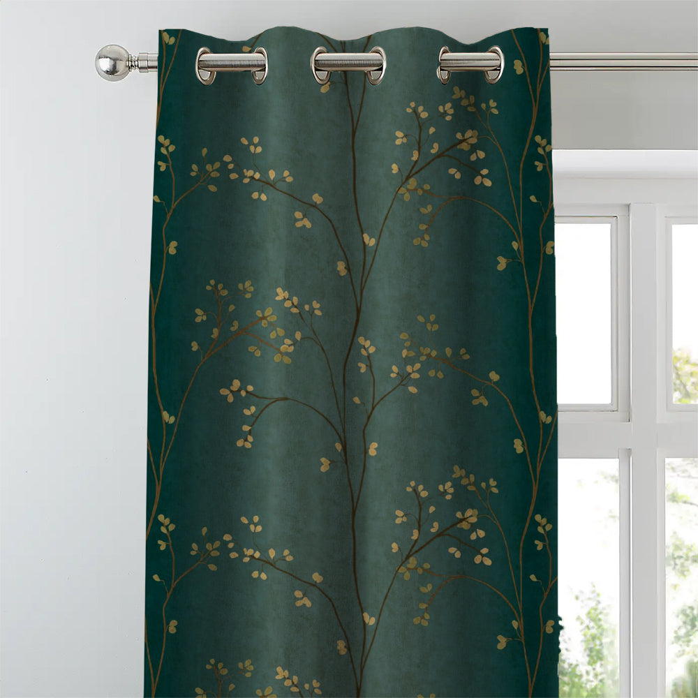 Elegant Floral Print Room Darkening Curtains Set of 2  DS357A