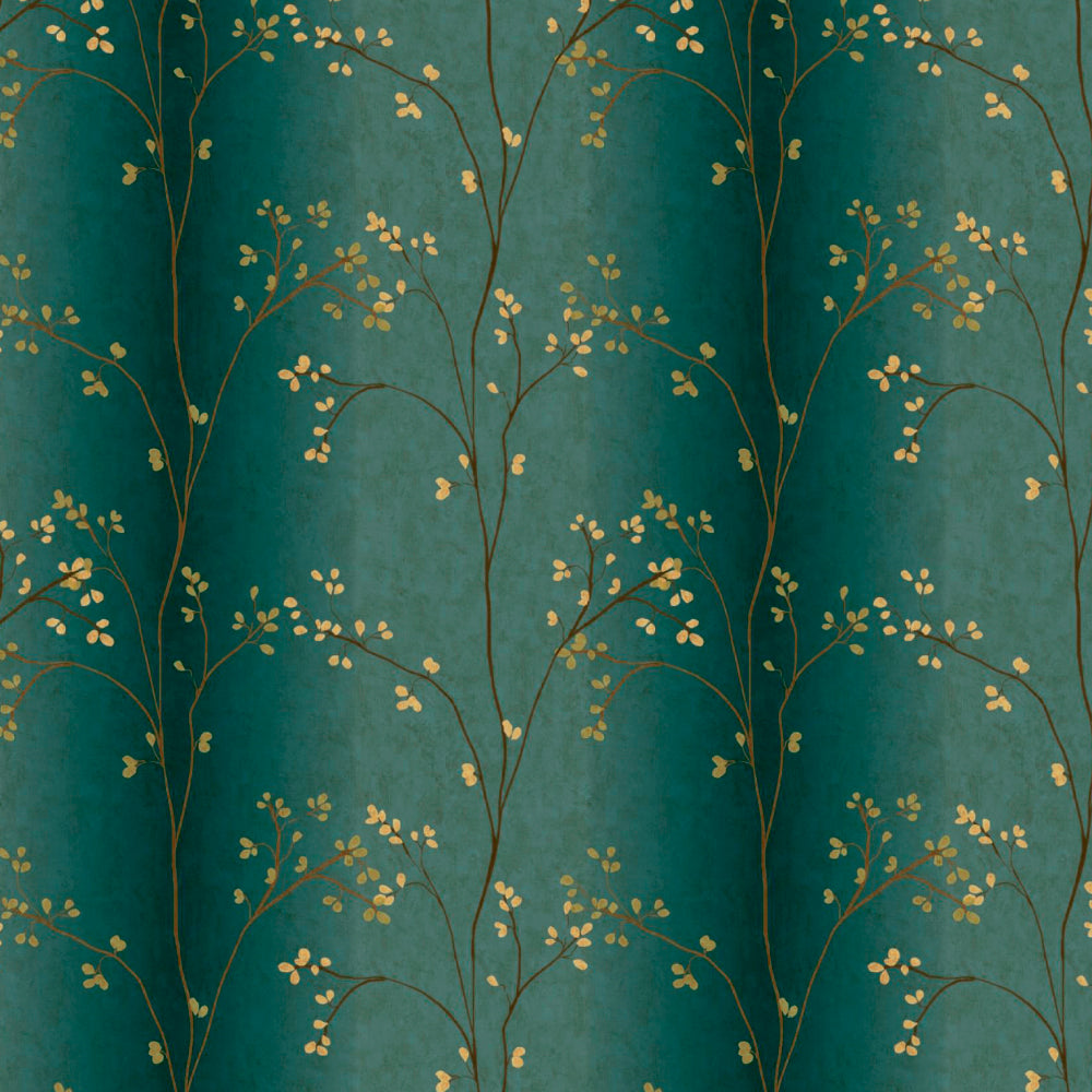 Elegant Floral Print Room Darkening Curtains Set of 2  DS357A