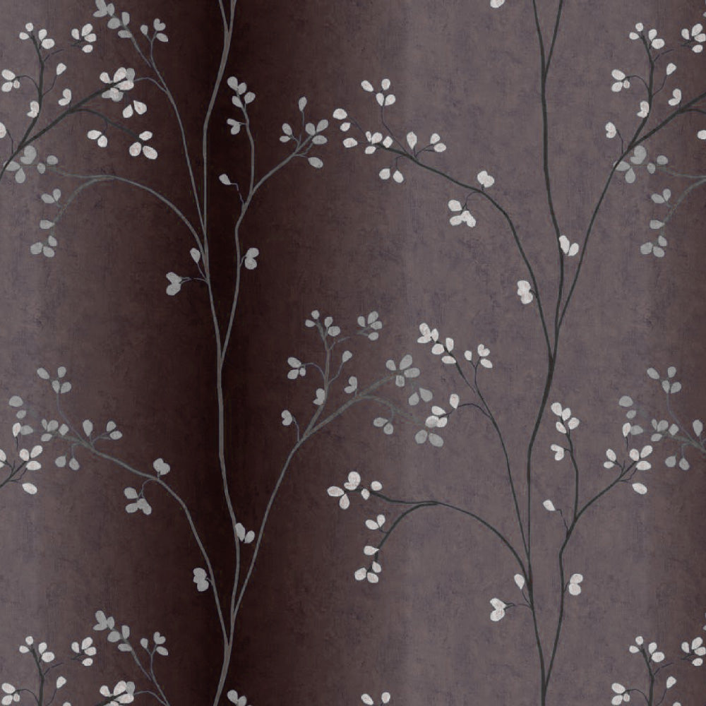 Mini Floral Trellis Floral Chocolate Brown Heavy Satin Room Darkening Curtains Set Of 2 - (DS357C)