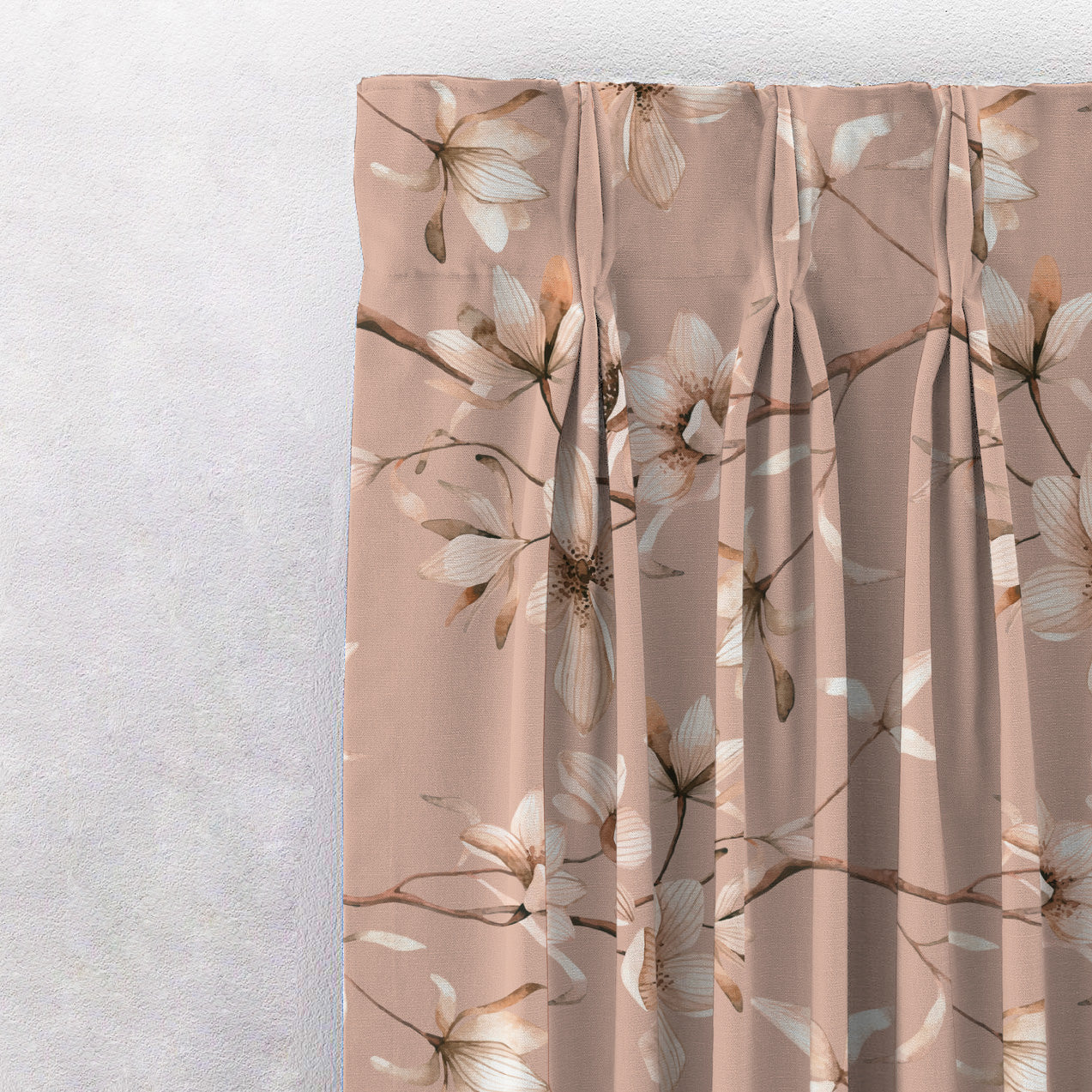 Elegant Floral Print Room Darkening Curtains Set of 2  DS367A