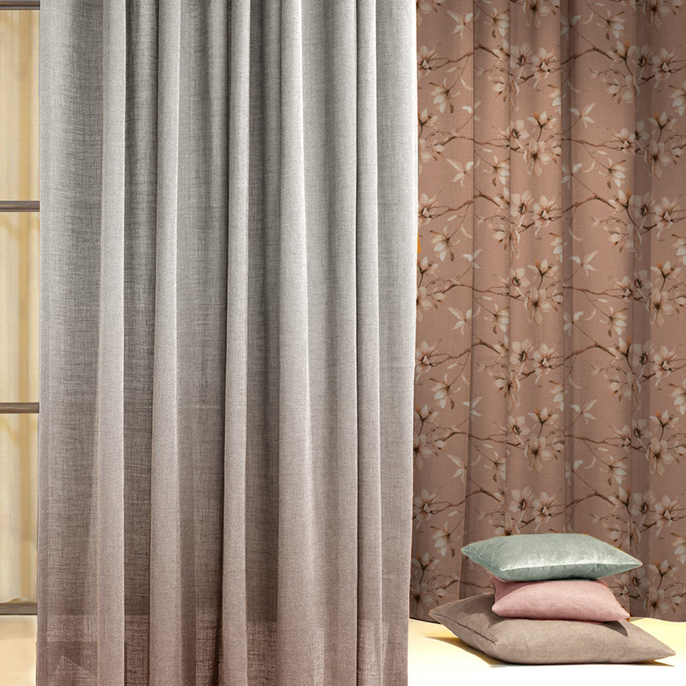 Elegant Floral Print Room Darkening Curtains Set of 2  DS367A