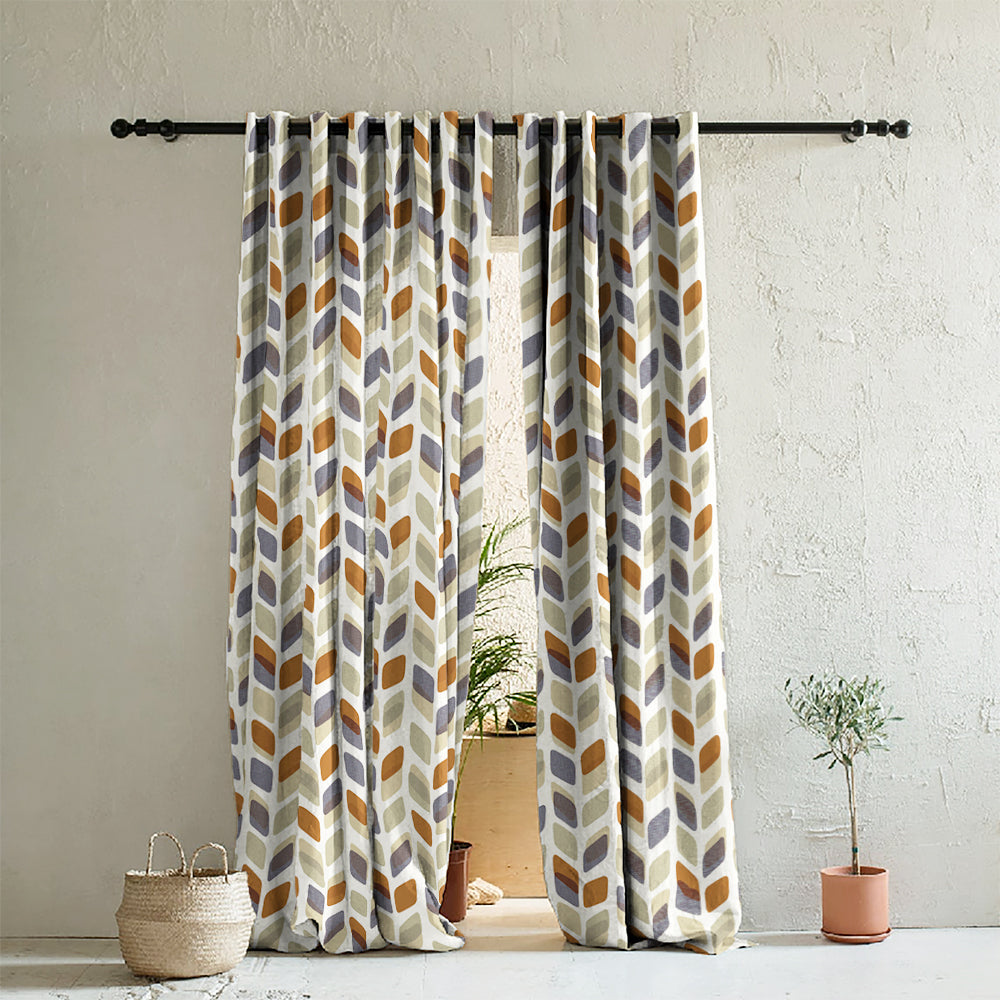 Elegant Geometric Print Room Darkening Curtain - Set of 2 - DS395D