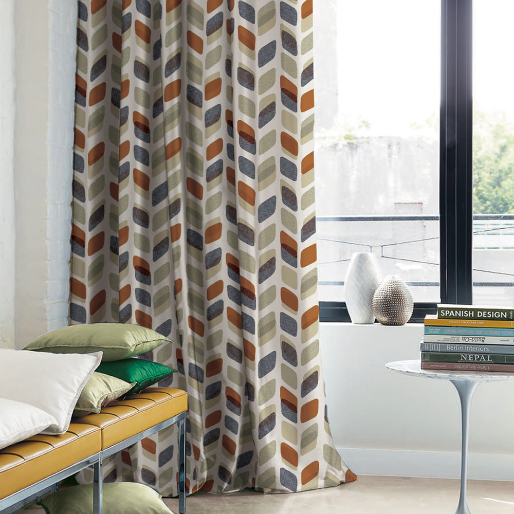 Elegant Geometric Print Room Darkening Curtain - Set of 2 - DS395D