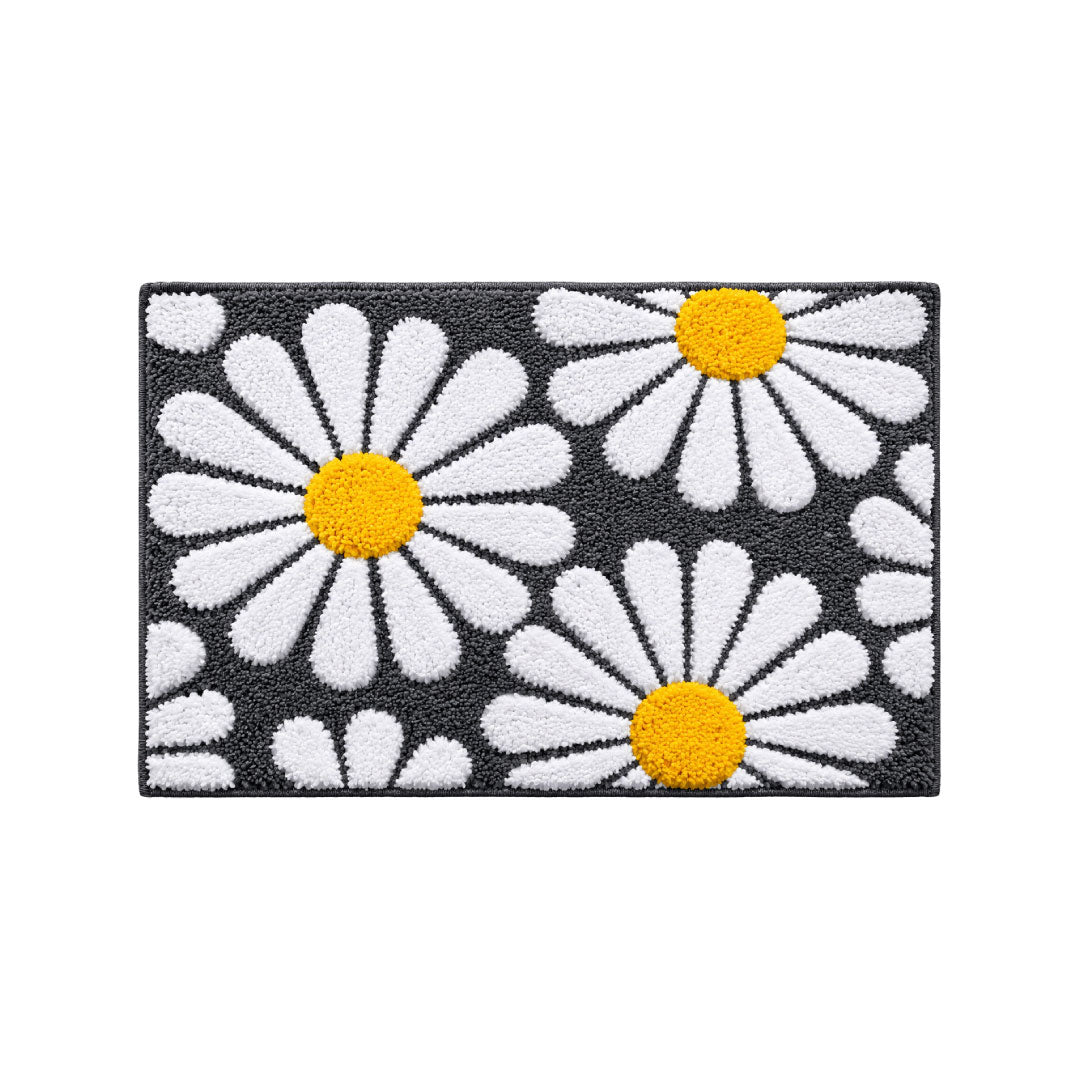 Flower Grey Bathroom Mat