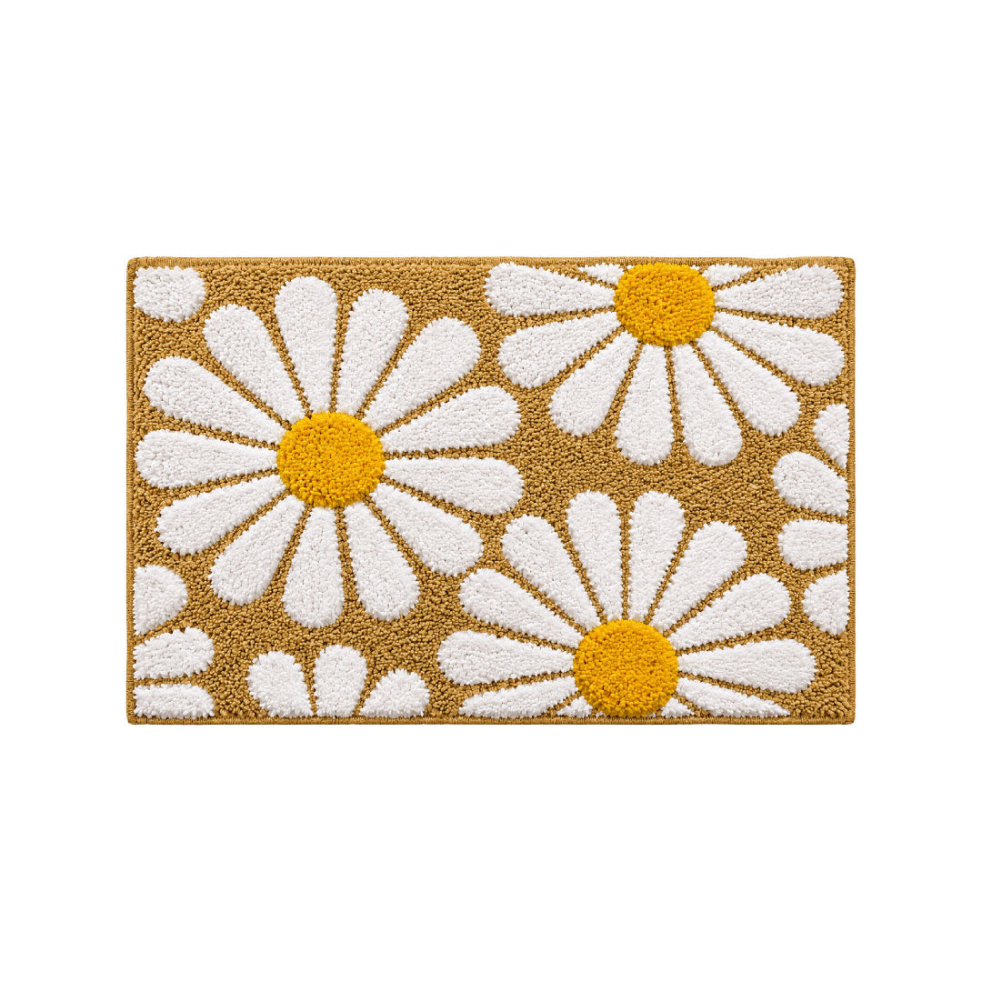 Flower Beige Bathroom Mat