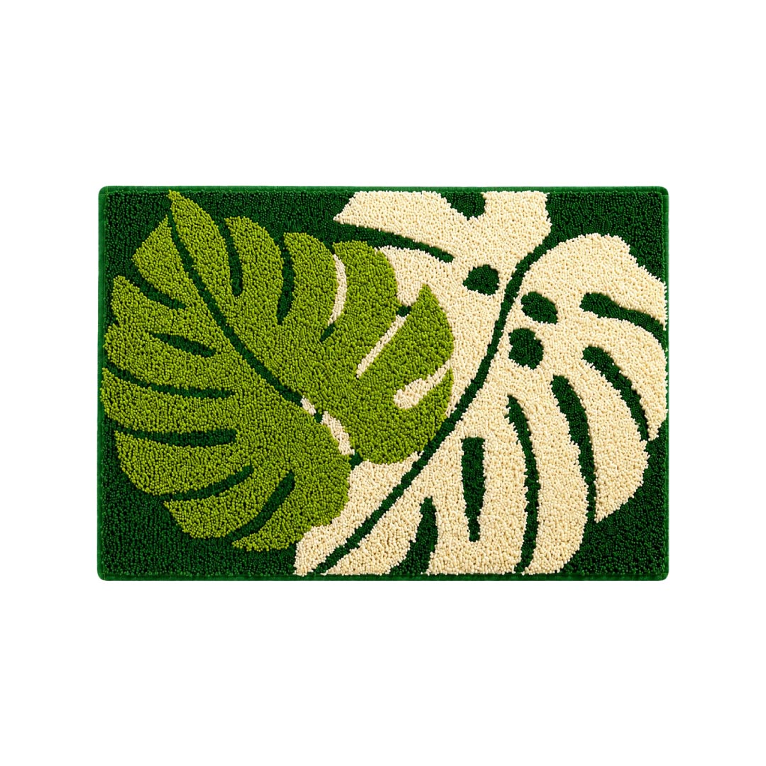 Two Leaf Green Bathroom Mat