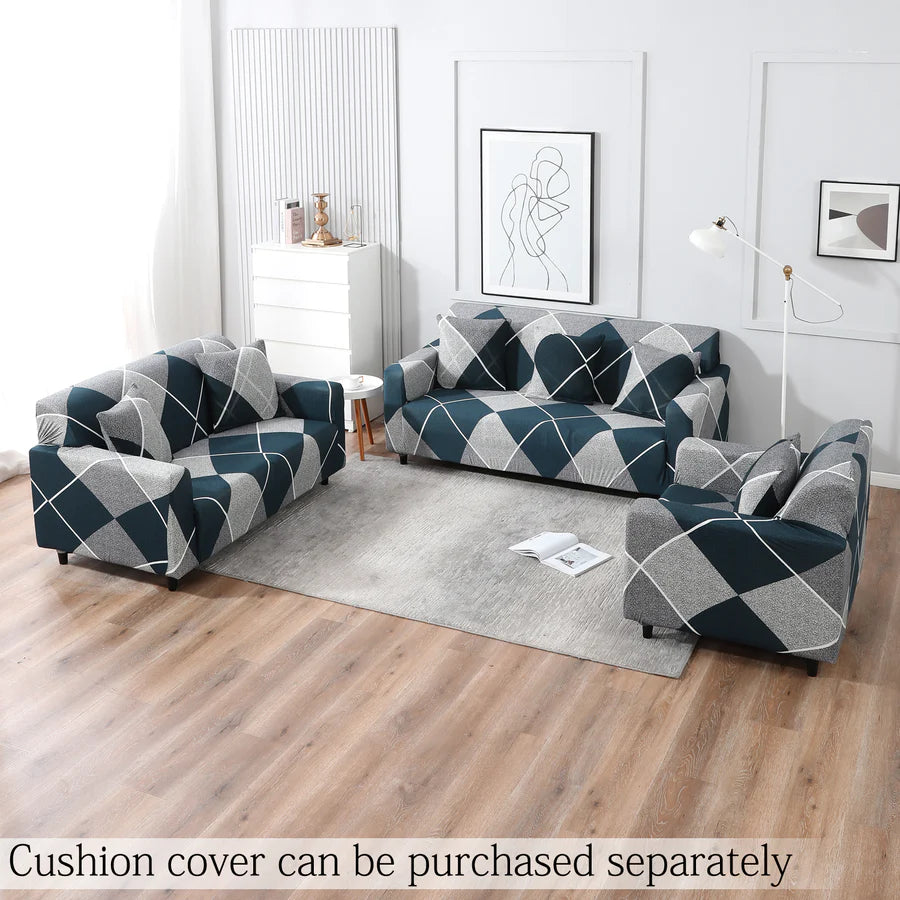 Checkerplaid Blue - Luxury Quality Strechable & Dust-proof Sofa Cover