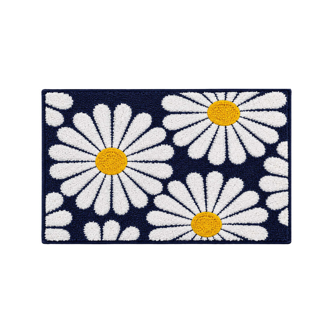 Flower Blue Bathroom Mat