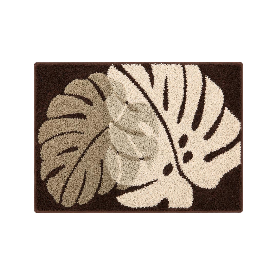 Two Leaf Brown Bathroom Mat