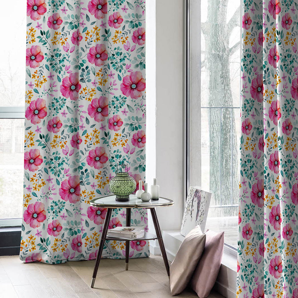 Elegant Floral Print Room Darkening Curtains- Set of 1pc - DS03A