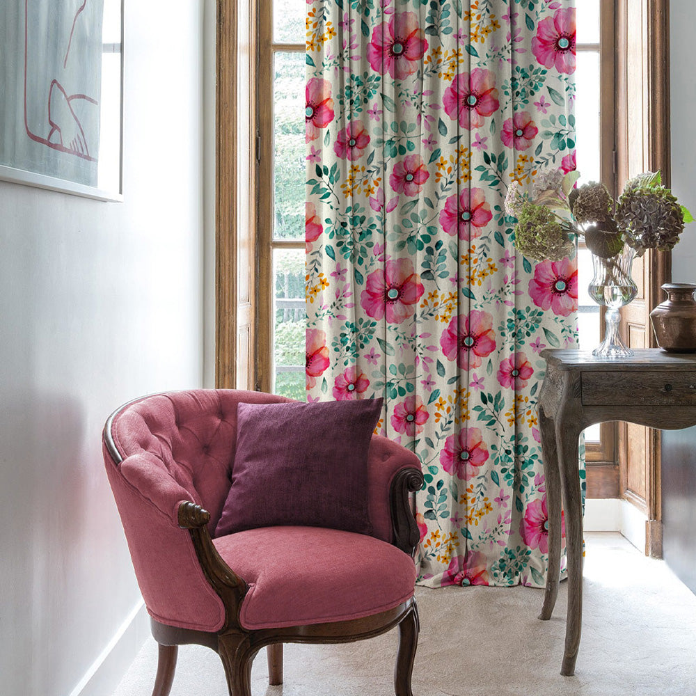 Elegant Floral Print Room Darkening Curtains- Set of 1pc - DS03A