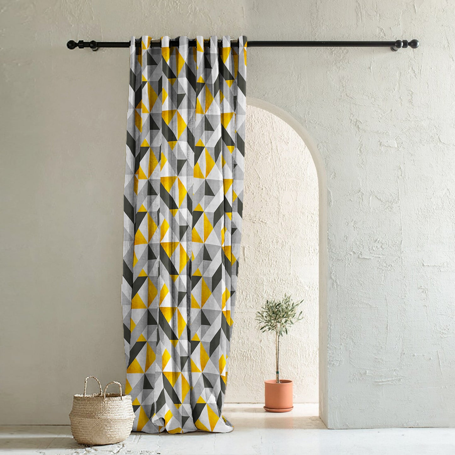 Elegant Geometric  Print Room Darkening Curtain - Set Of 1pc - DS416A