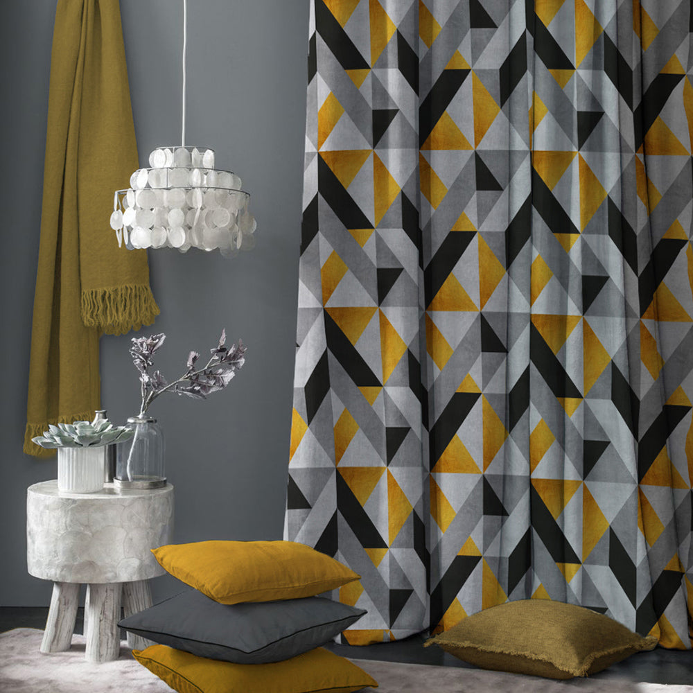Elegant Geometric  Print Room Darkening Curtain - Set of 2 - DS416A