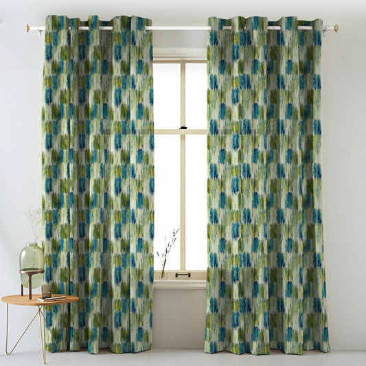 Elegent Geometric Print Matt Finish Room Darkening Curtain Set of 2 MTDS419A