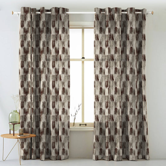 Elegent Geometric Print Matt Finish Room Darkening Curtain Set of 2 MTDS419B