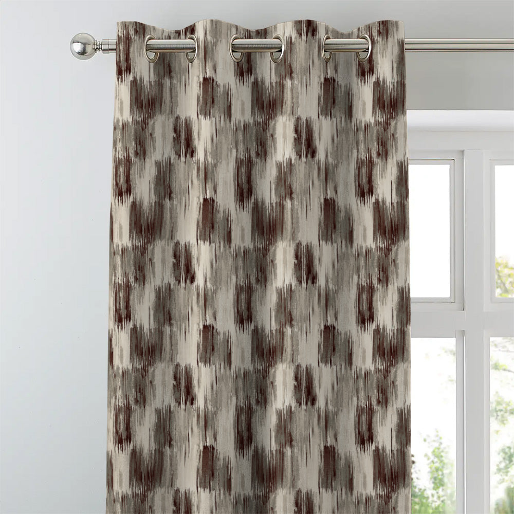 Elegent Geometric Print Matt Finish Room Darkening Curtain Set of 2 MTDS419B