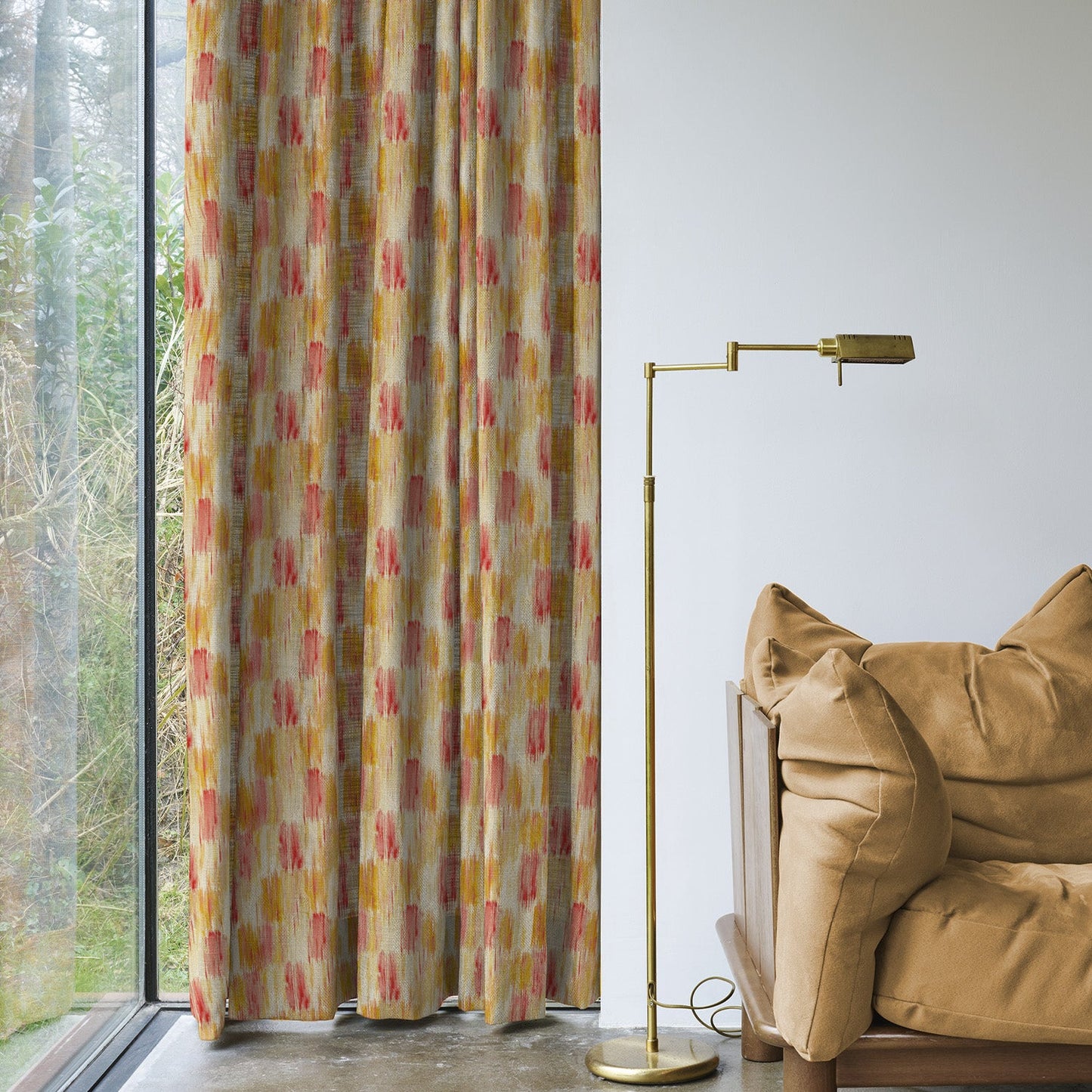 Elegent Geometric Print Matt Finish Room Darkening Curtain Set of 2 MTDS419C