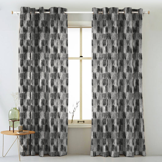 Elegent Geometric Print Matt Finish Room Darkening Curtain Set of 2 MTDS419D