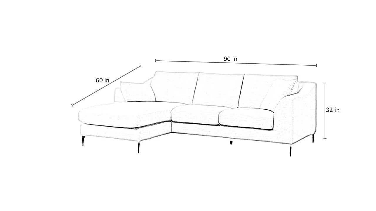 Flora 4 Seater L Shape Fabric Sofa For Living Room