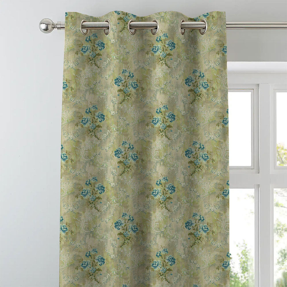 Elegant Floral Print Room Darkening Curtains Set of 2  DS426D