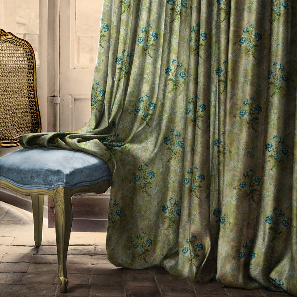 Elegant Floral Print Room Darkening Curtains Set of 2  DS426D