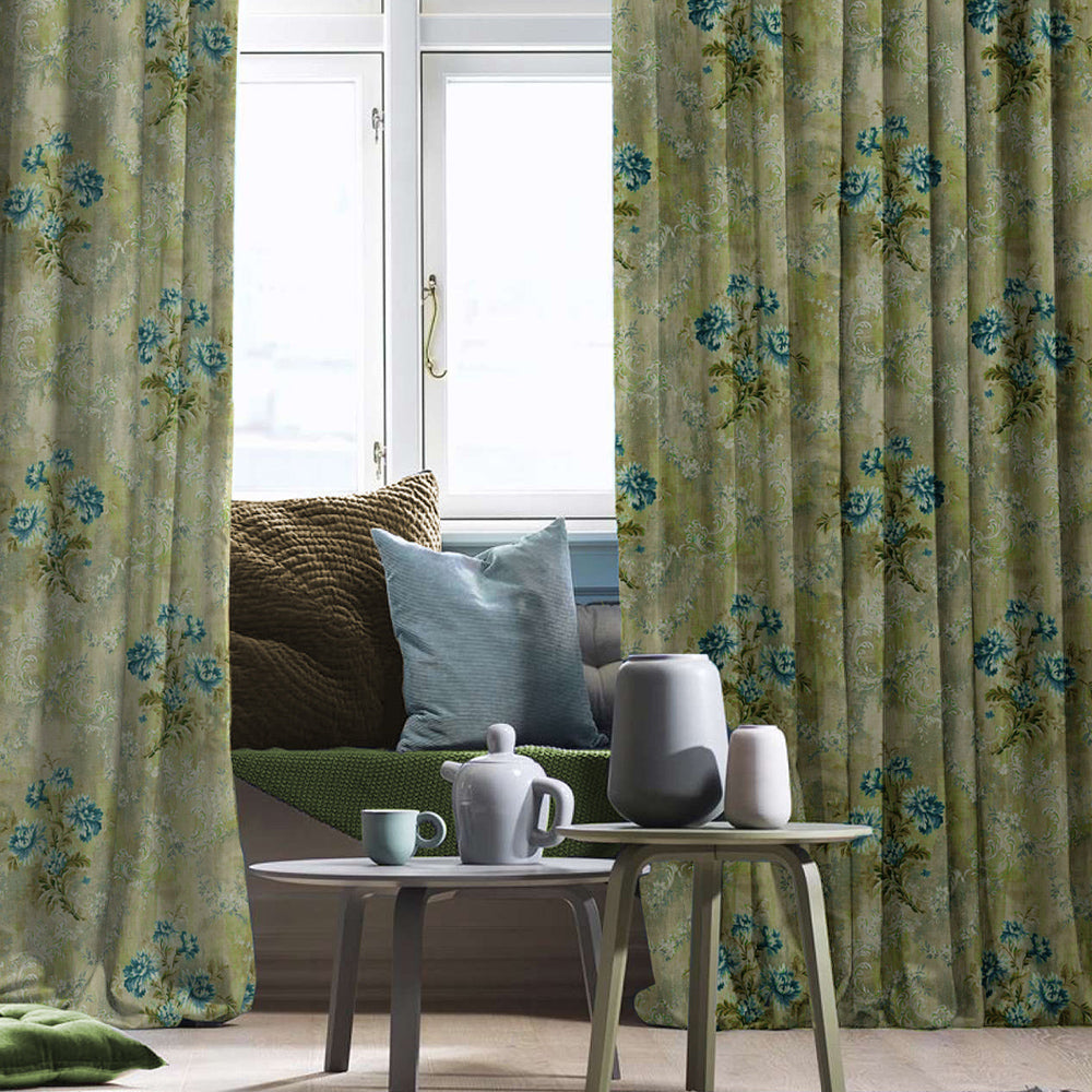 Elegant Floral Print Room Darkening Curtains Set of 2  DS426D