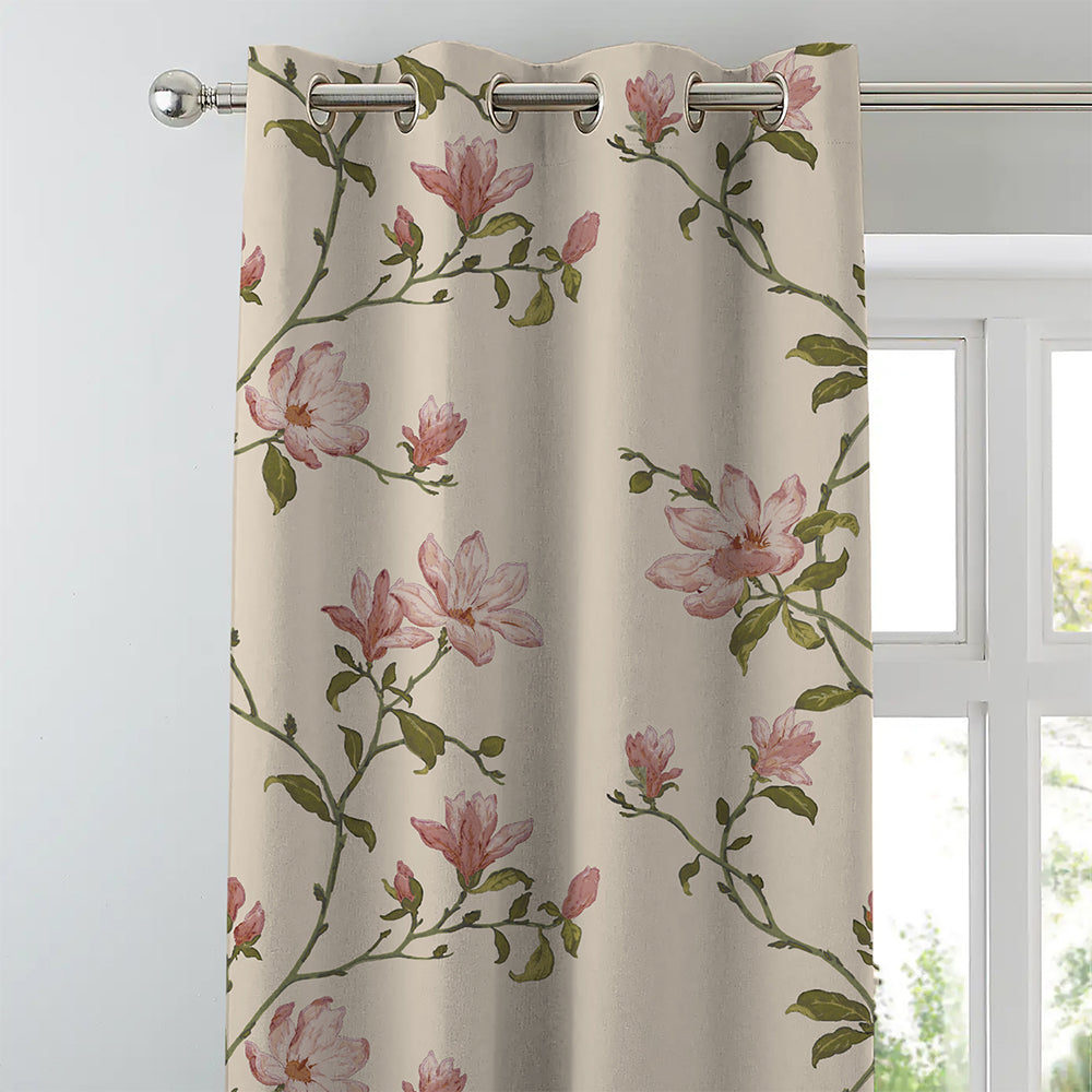 Elegant Floral Print Room Darkening Curtains Set of 2  DS427B