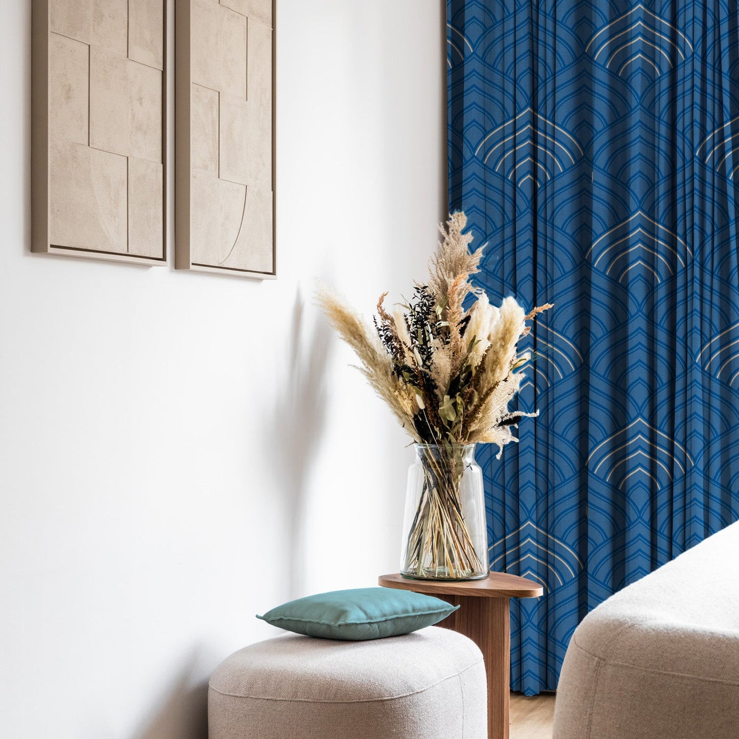 Elegent Indie Print Matt Finish Room Darkening Curtain Set of 2 MTDS453A