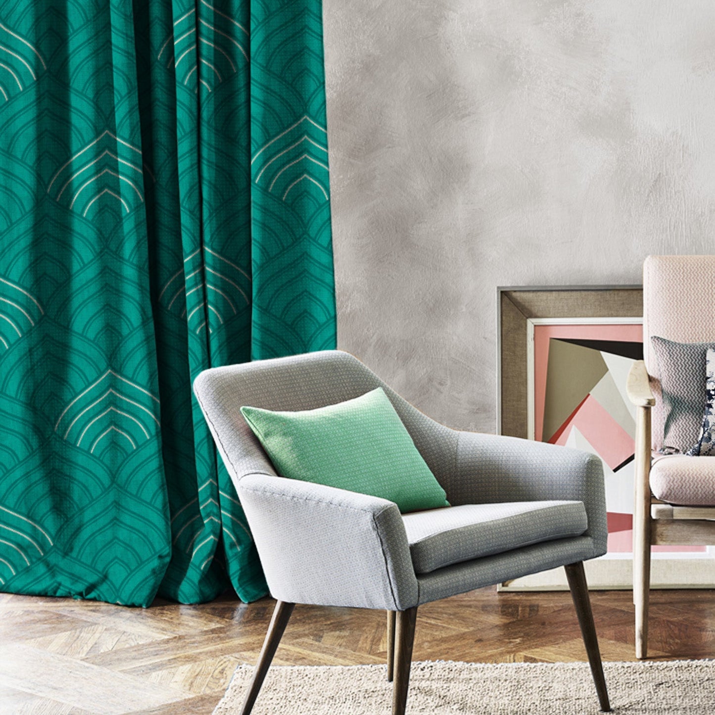 Elegent Indie Print Matt Finish Room Darkening Curtain Set of 2 MTDS453B