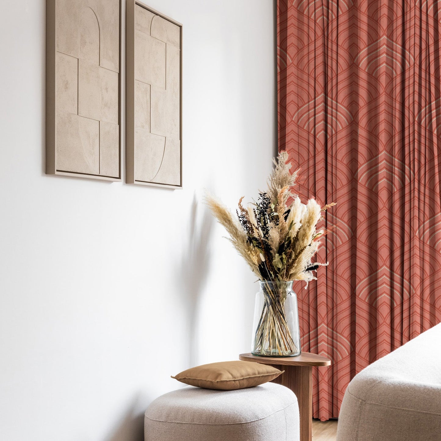 Elegent Indie Print Matt Finish Room Darkening Curtain Set of 2 MTDS453C