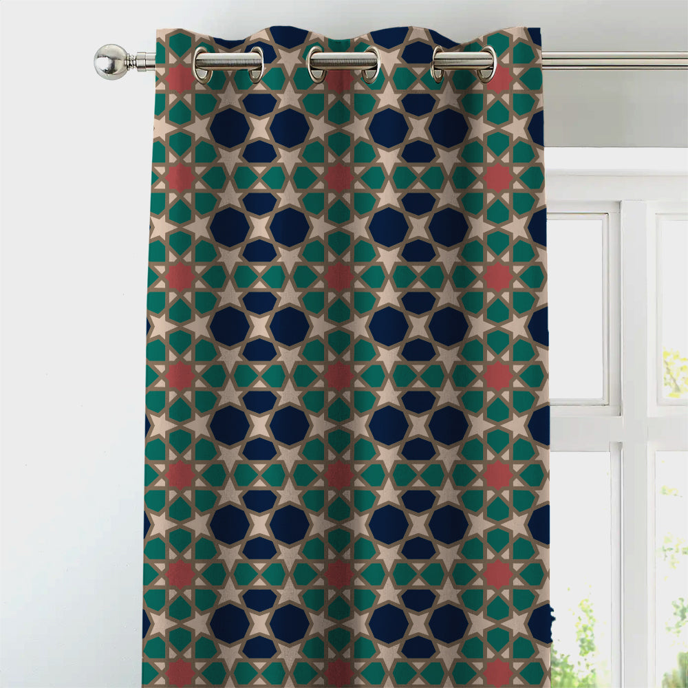 Desert Dream Indie Midnight Blue Heavy Satin Room Darkening Curtains Set Of 2 - (DS458A)