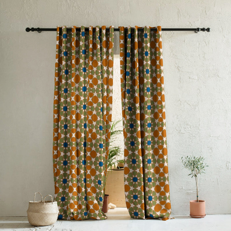 Desert Dream Indie Burnt Brown Heavy Satin Room Darkening Curtains Set Of 2 - (DS458B)