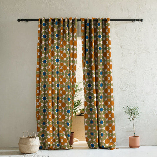 Desert Dream Indie Burnt Brown Heavy Satin Room Darkening Curtains Set Of 2 - (DS458B)