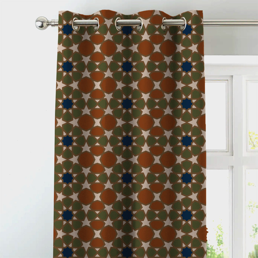 Desert Dream Indie Burnt Brown Heavy Satin Room Darkening Curtains Set Of 2 - (DS458B)