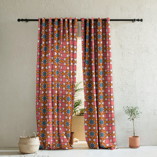 Desert Dream Indie Crepe Pink Heavy Satin Room Darkening Curtains Set Of 2 - (DS458C)