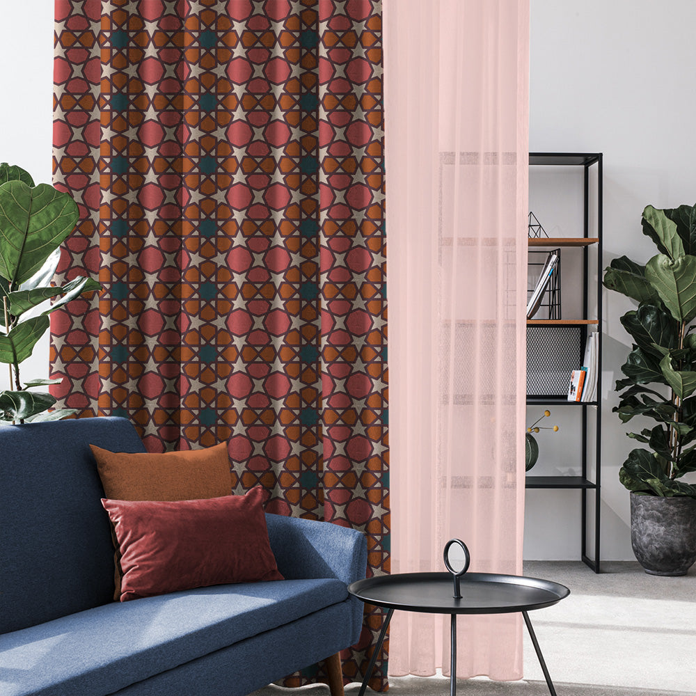 Desert Dream Indie Crepe Pink Heavy Satin Room Darkening Curtains Set Of 2 - (DS458C)