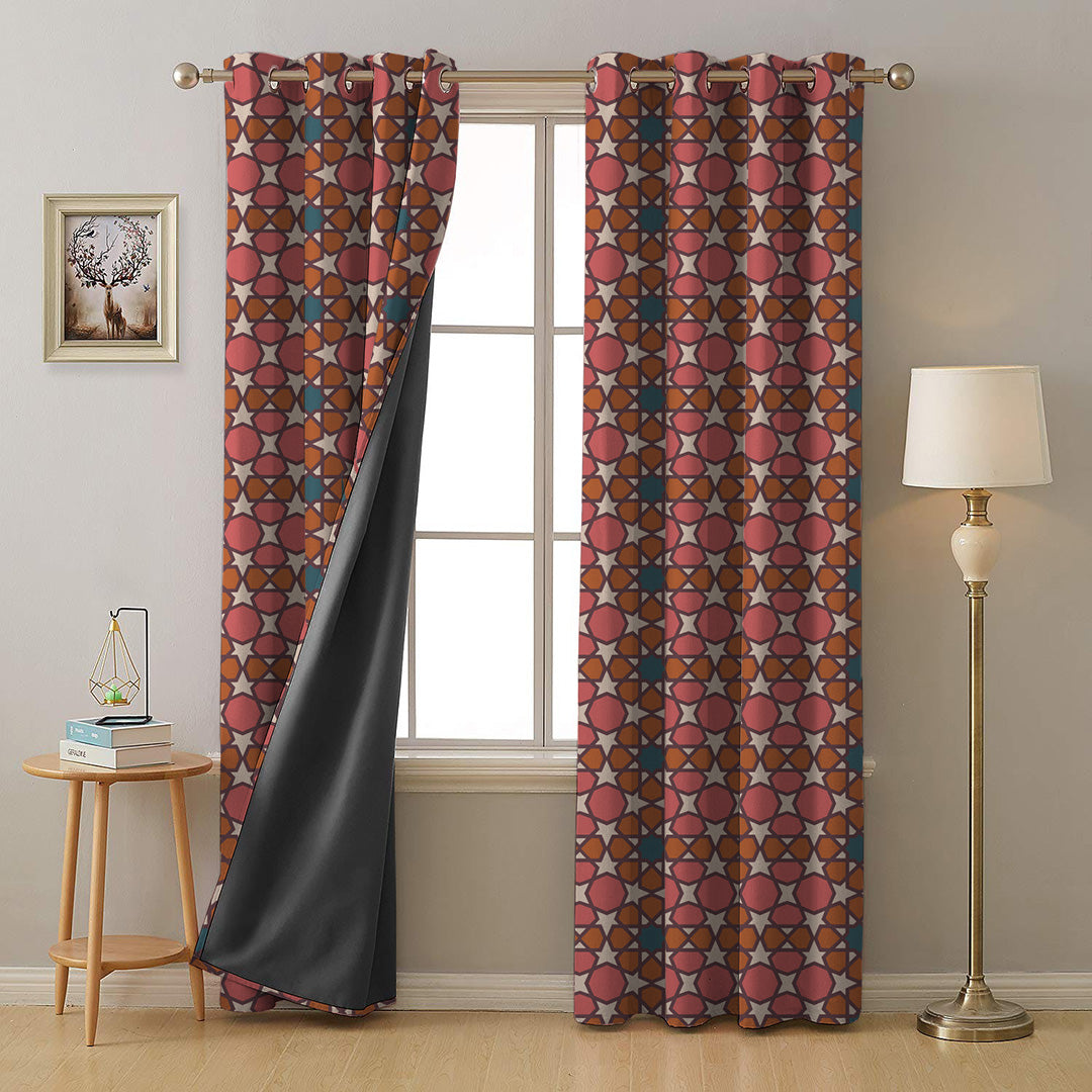 Desert Dream Indie Crepe Pink Heavy Satin Room Darkening Curtains Set Of 2 - (DS458C)