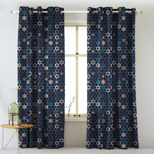 Elegent Indie Print Matt Finish Room Darkening Curtain Set of 2 MTDS459A