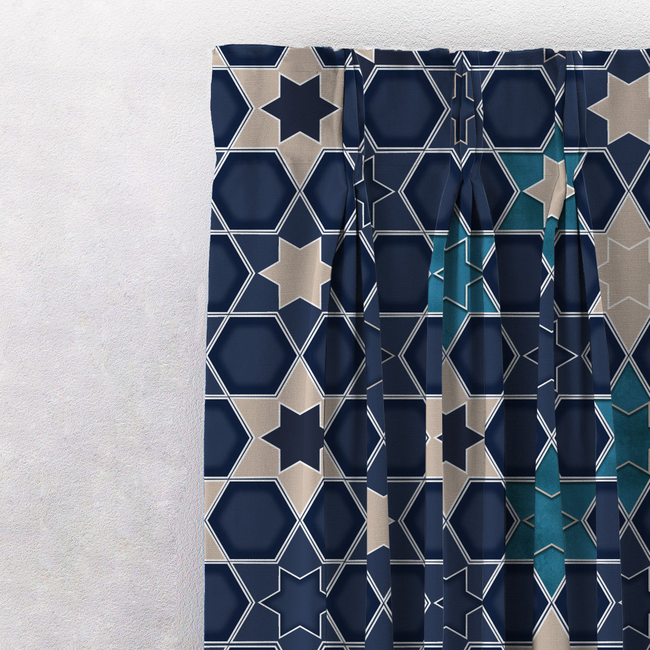 Elegent Indie Print Matt Finish Room Darkening Curtain Set of 2 MTDS459A