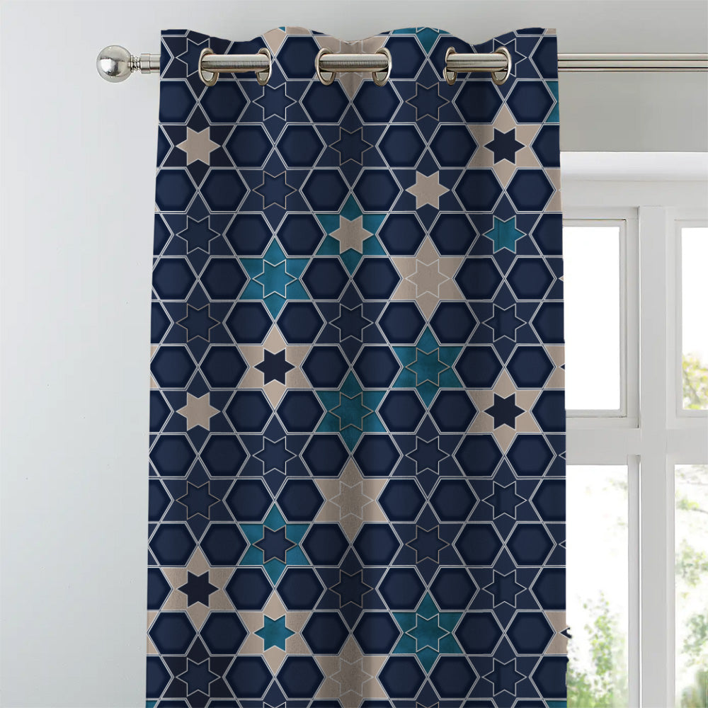 Elegent Indie Print Matt Finish Room Darkening Curtain Set of 2 MTDS459A