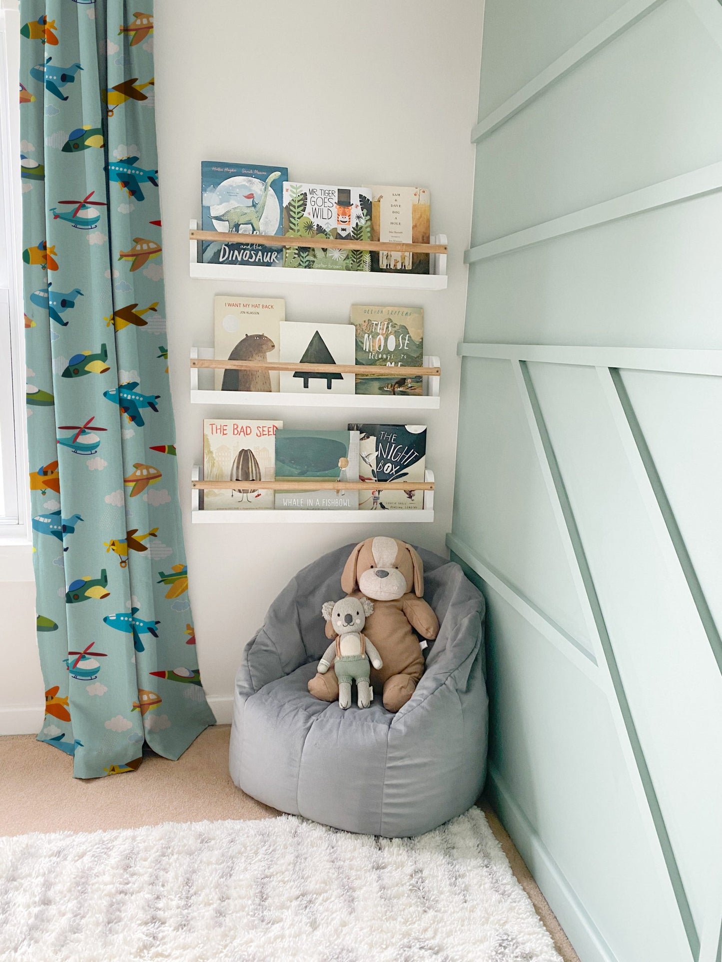 Fly High Kids Sky Blue Heavy Satin Room Darkening Curtains Set Of 2 - (DS461A)