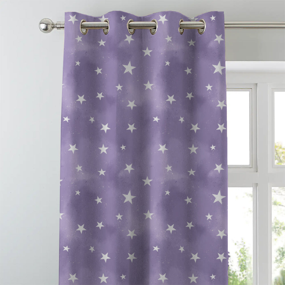 Starry Dreams Kids Deep Purple Heavy Satin Room Darkening Curtains Set Of 2 - (DS463A)