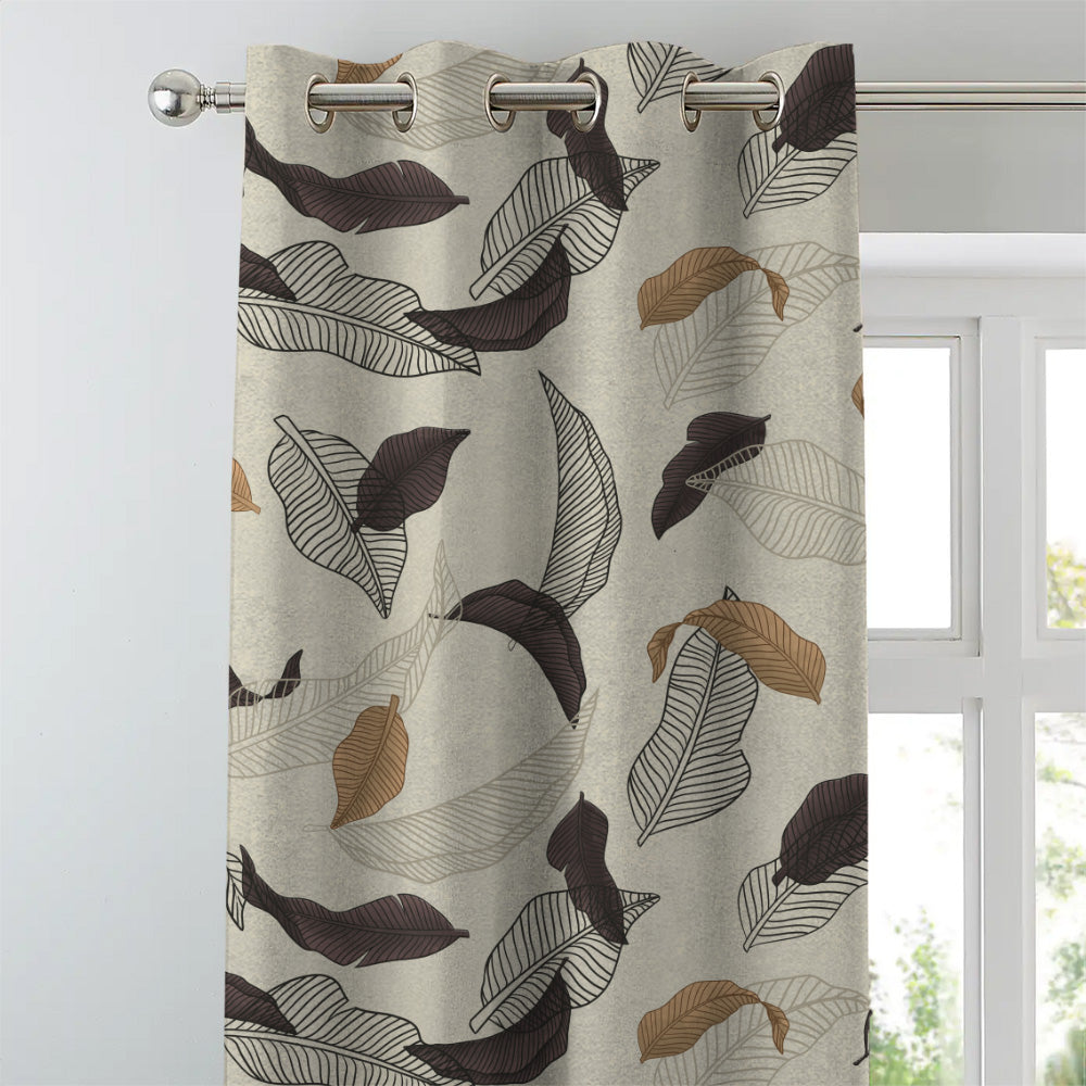 Leafy Drift Floral Charcoal Grey Heavy Satin Room Darkening Curtains Set Of 2 - (DS467B)
