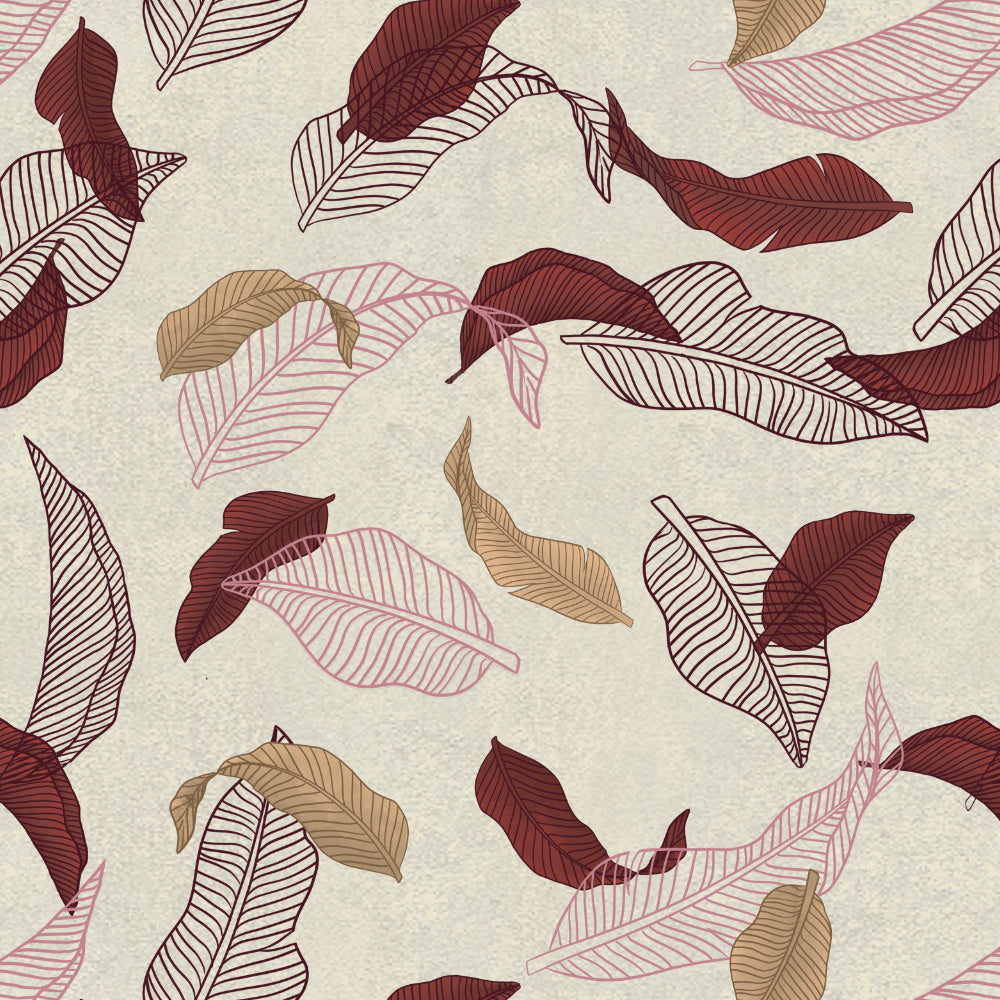 Leafy Drift Floral Maroon Heavy Satin Room Darkening Curtains Set Of 2 - (DS467C)