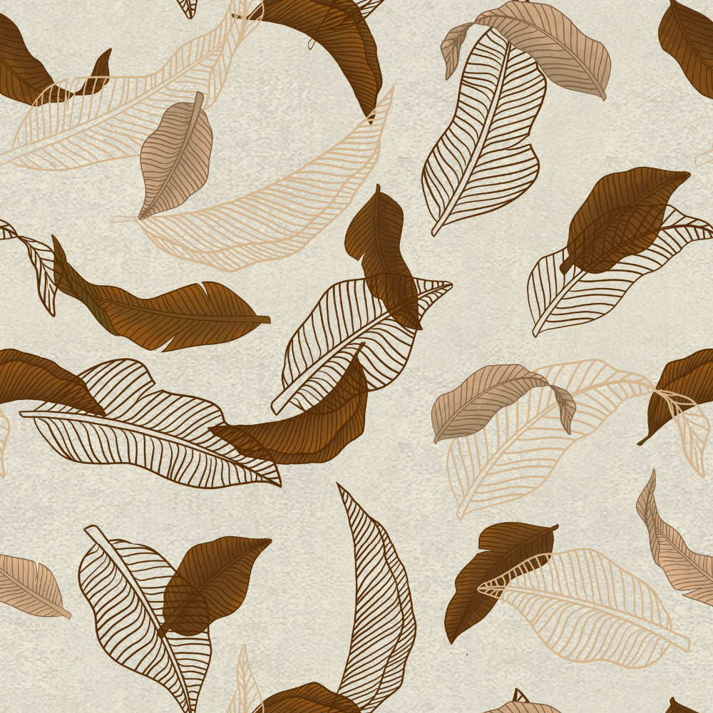 Leafy Drift Floral Mud Brown Heavy Satin Room Darkening Curtains Set Of 2 - (DS467D)